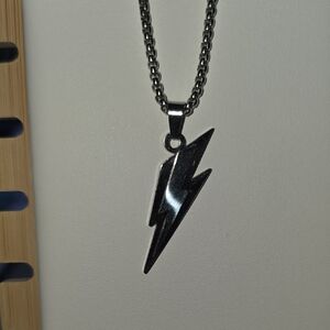 Silver Lightning Bolt Pendant Necklace